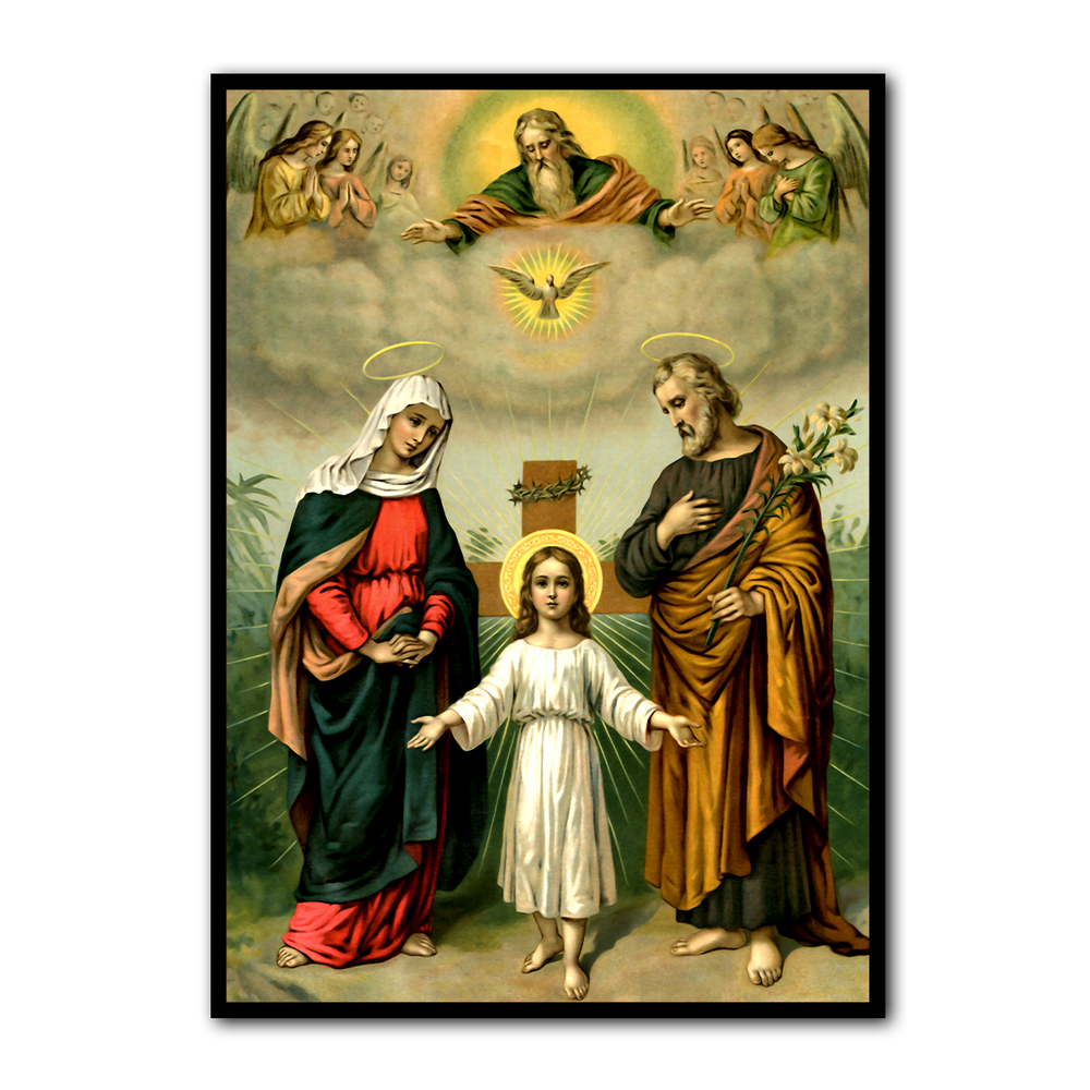 Holy Trinity with the Holy Family - Metal Wall Art