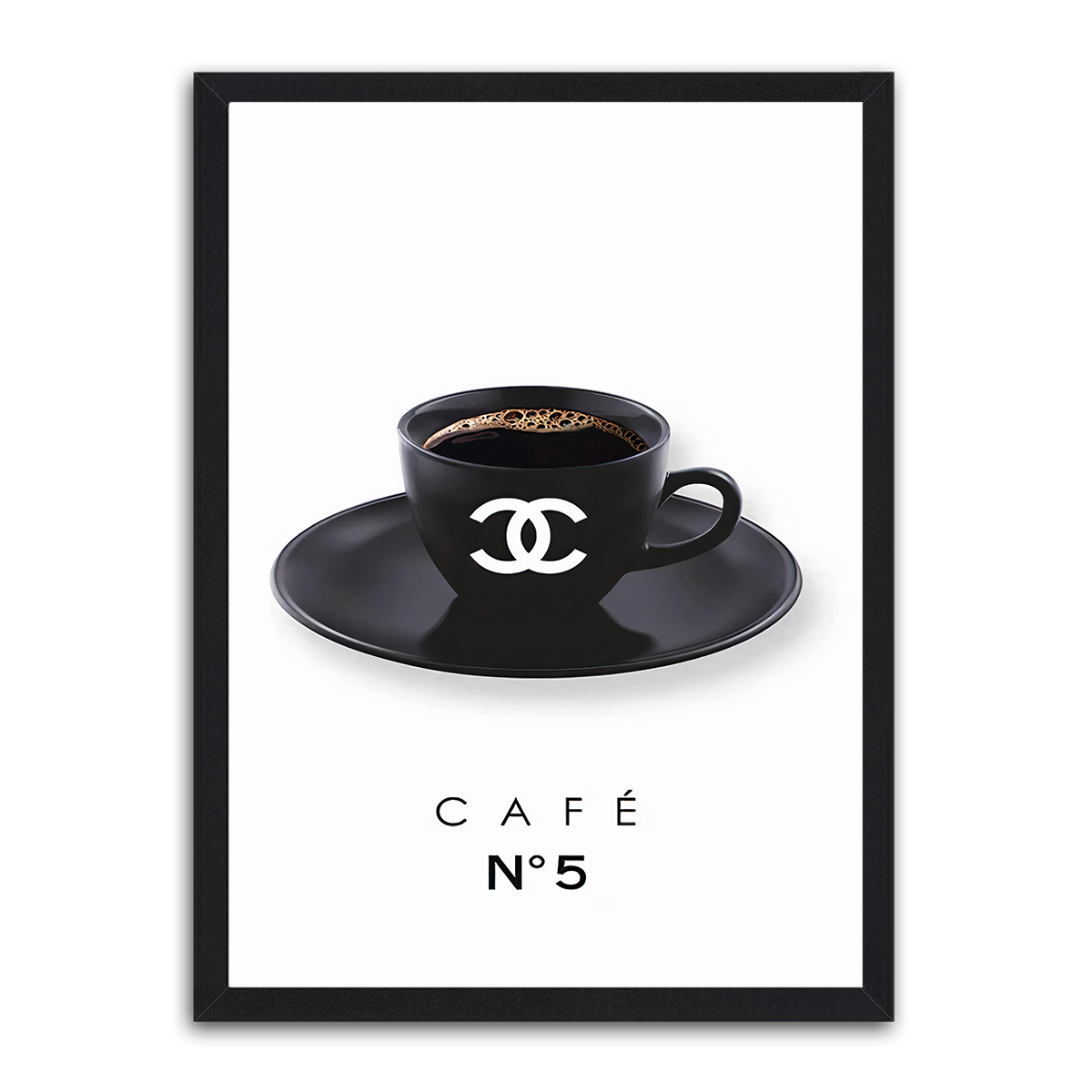 Coffee Chanel: Elegant Brew HD Metal Wall Art