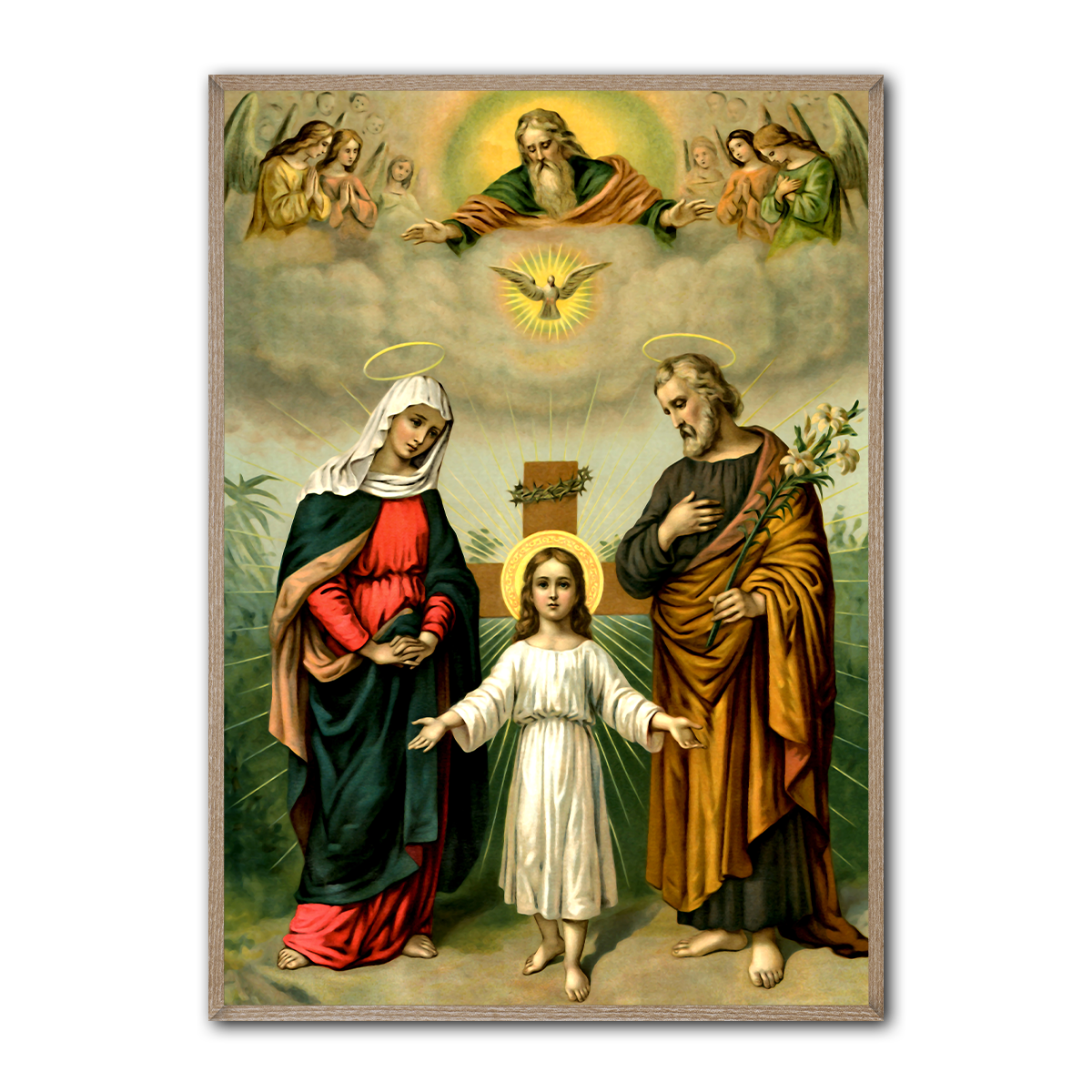 Holy Trinity with the Holy Family - Metal Wall Art