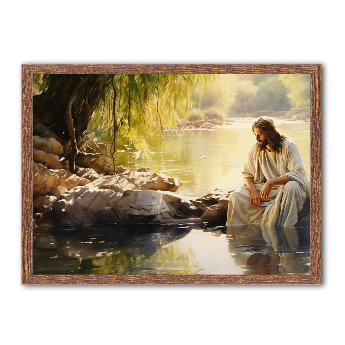 Jesus in the River of Grace - HD Metal Wall Art