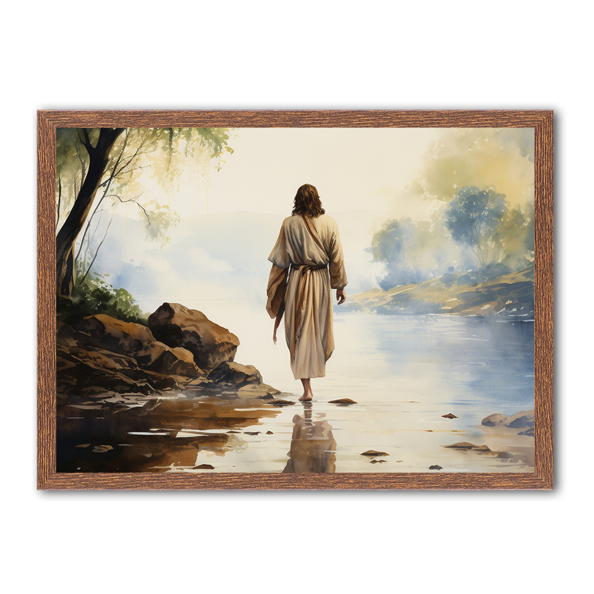 Jesus Walking by Still Waters - HD Metal Wall Art