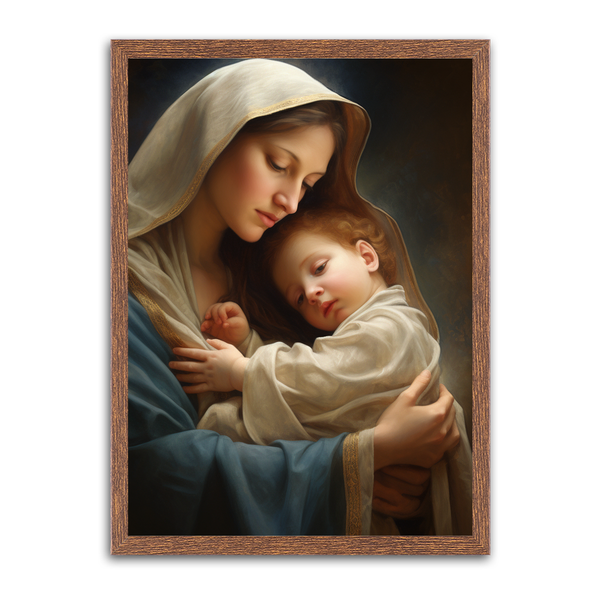 Divine Embrace: Mother Mary & Baby Jesus II HD Metal Wall Art