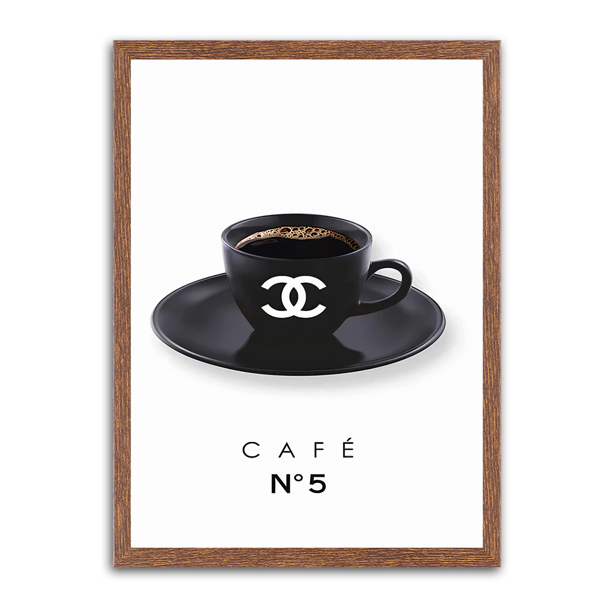 Coffee Chanel: Elegant Brew HD Metal Wall Art