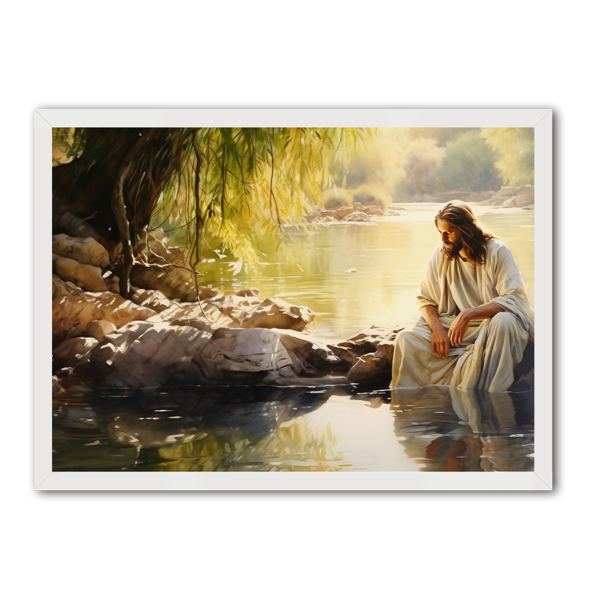 Jesus in the River of Grace - HD Metal Wall Art