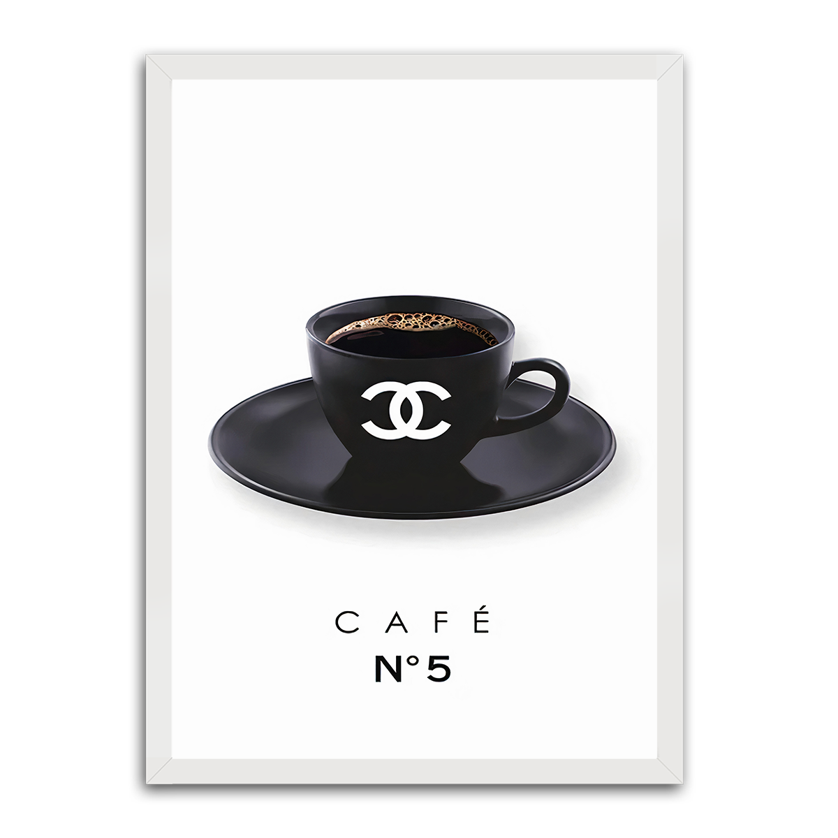 Coffee Chanel: Elegant Brew HD Metal Wall Art