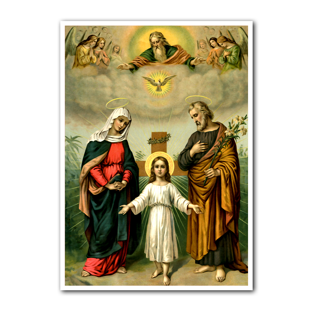 Holy Trinity with the Holy Family - Metal Wall Art