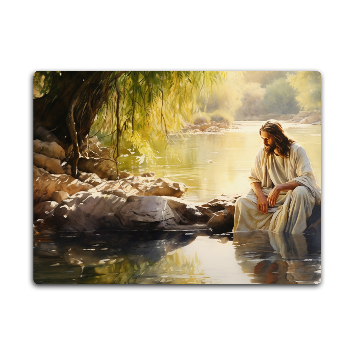 Jesus in the River of Grace - HD Metal Wall Art