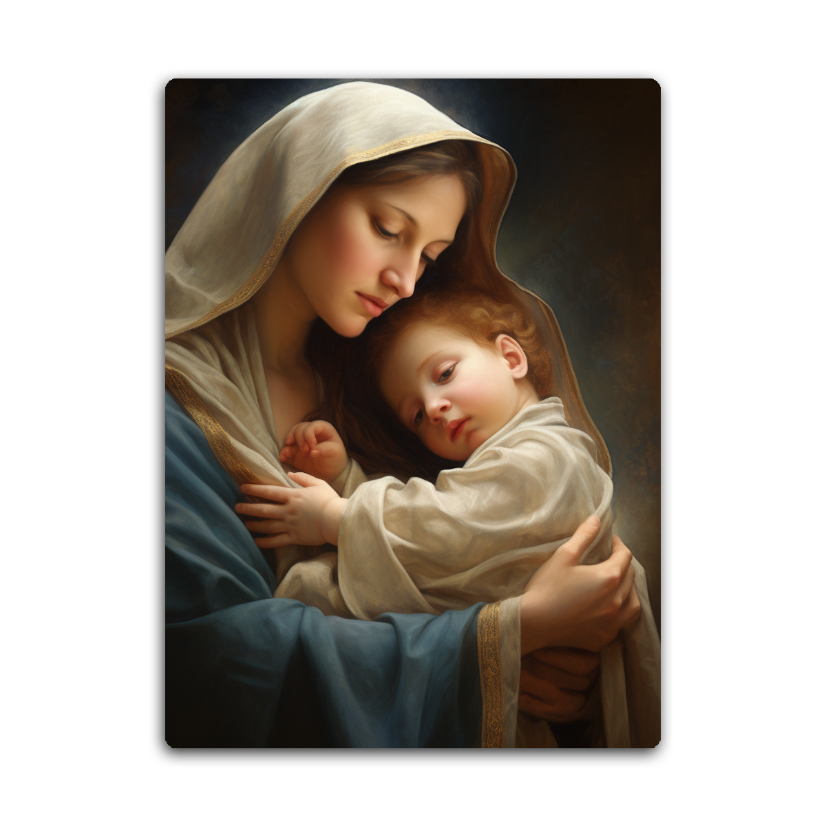 Divine Embrace: Mother Mary & Baby Jesus II HD Metal Wall Art