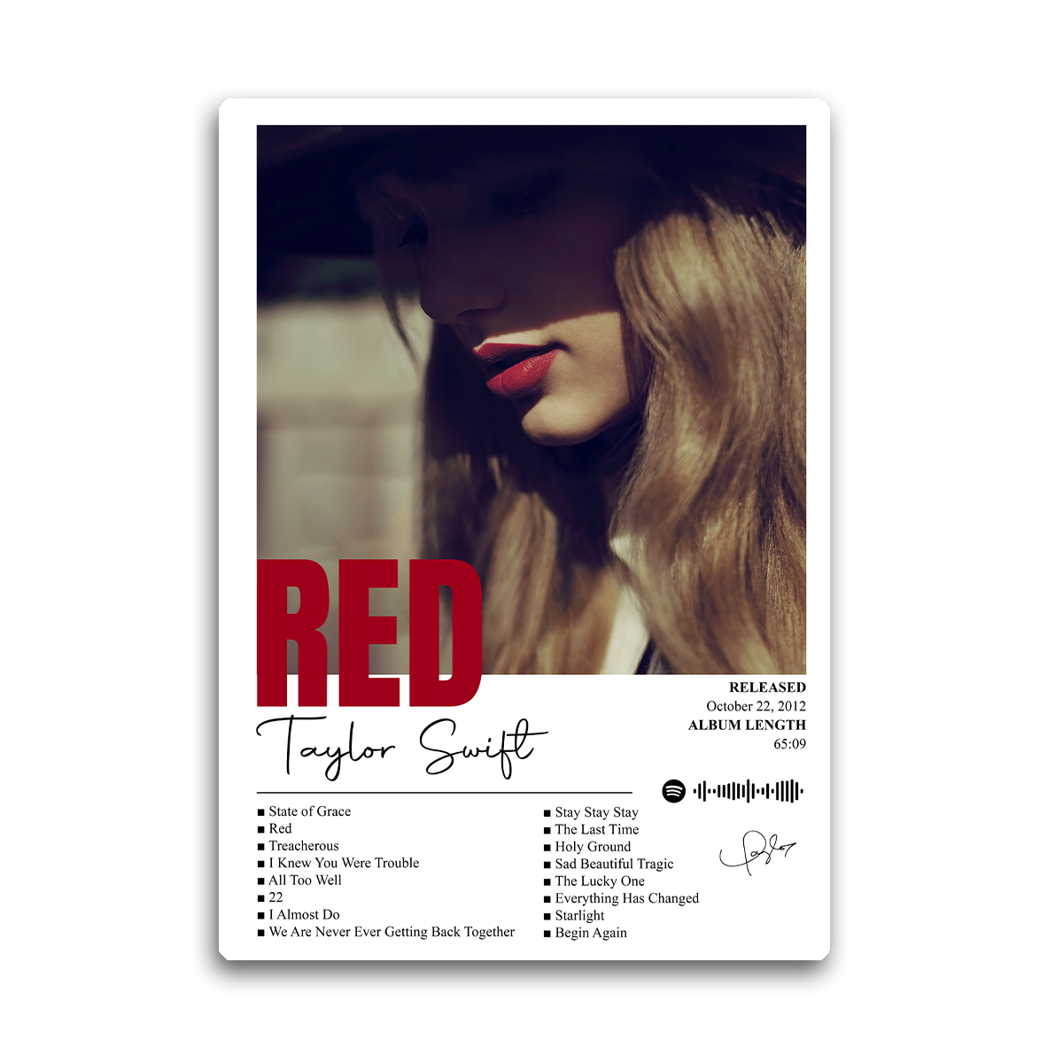 Taylor Swift Red album HD Metal Wall Art