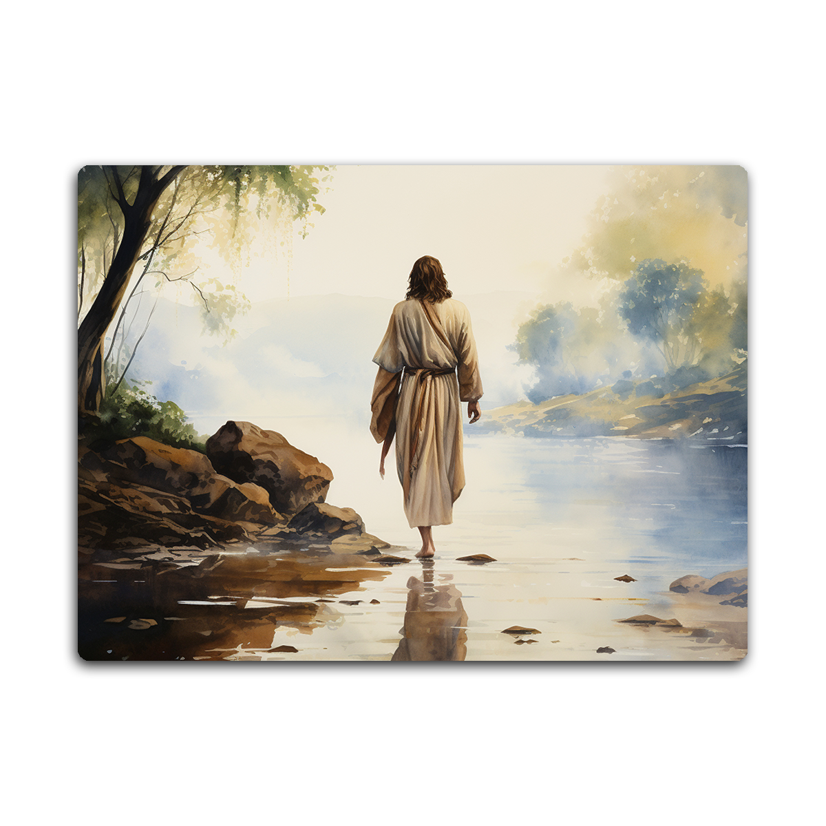 Jesus Walking by Still Waters - HD Metal Wall Art