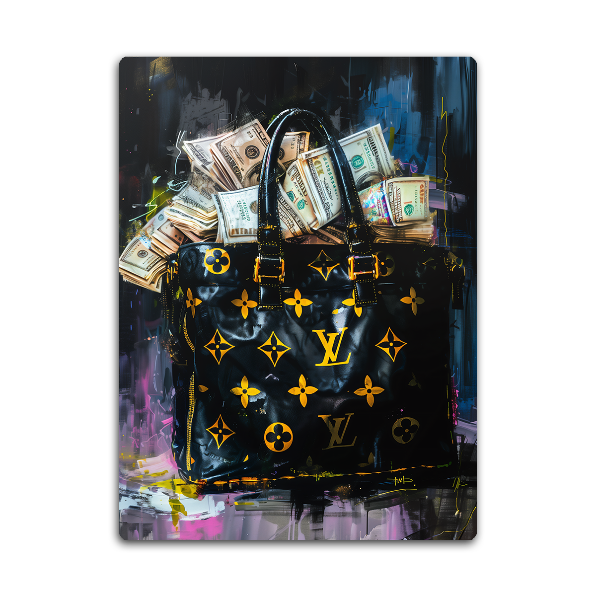 Prosperity’s Emblem: Money Bag HD Metal Wall Art