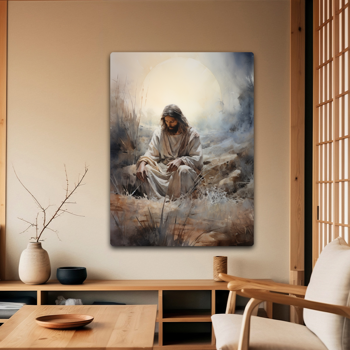 Jesus Midnight Prayer Metal Wall Art