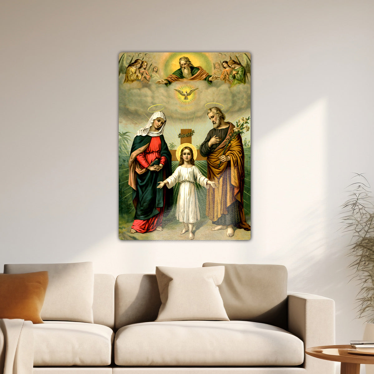 Holy Trinity with the Holy Family - Metal Wall Art