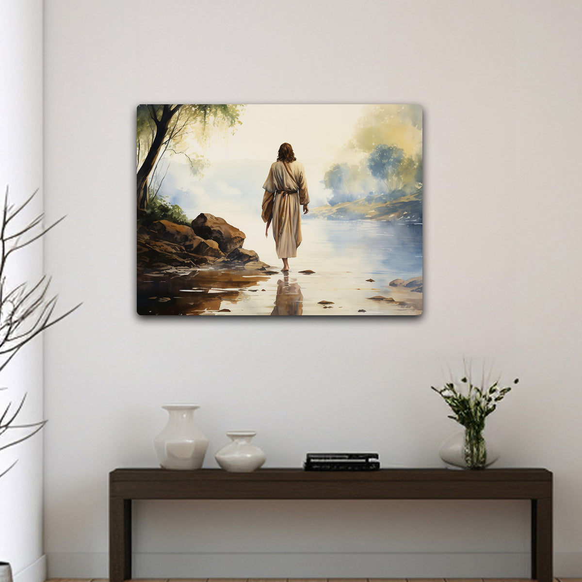 Jesus Walking by Still Waters - HD Metal Wall Art