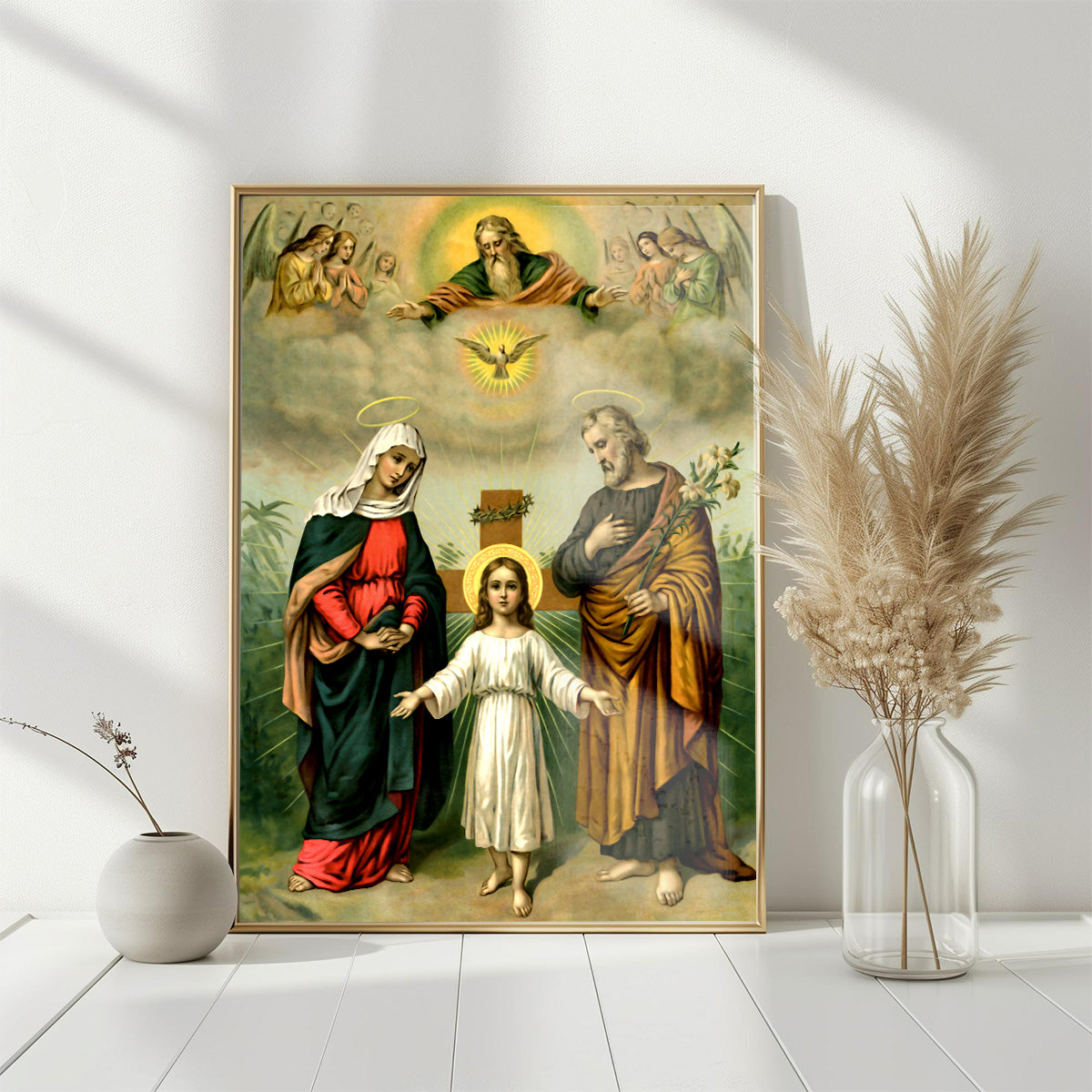 Holy Trinity with the Holy Family - Metal Wall Art