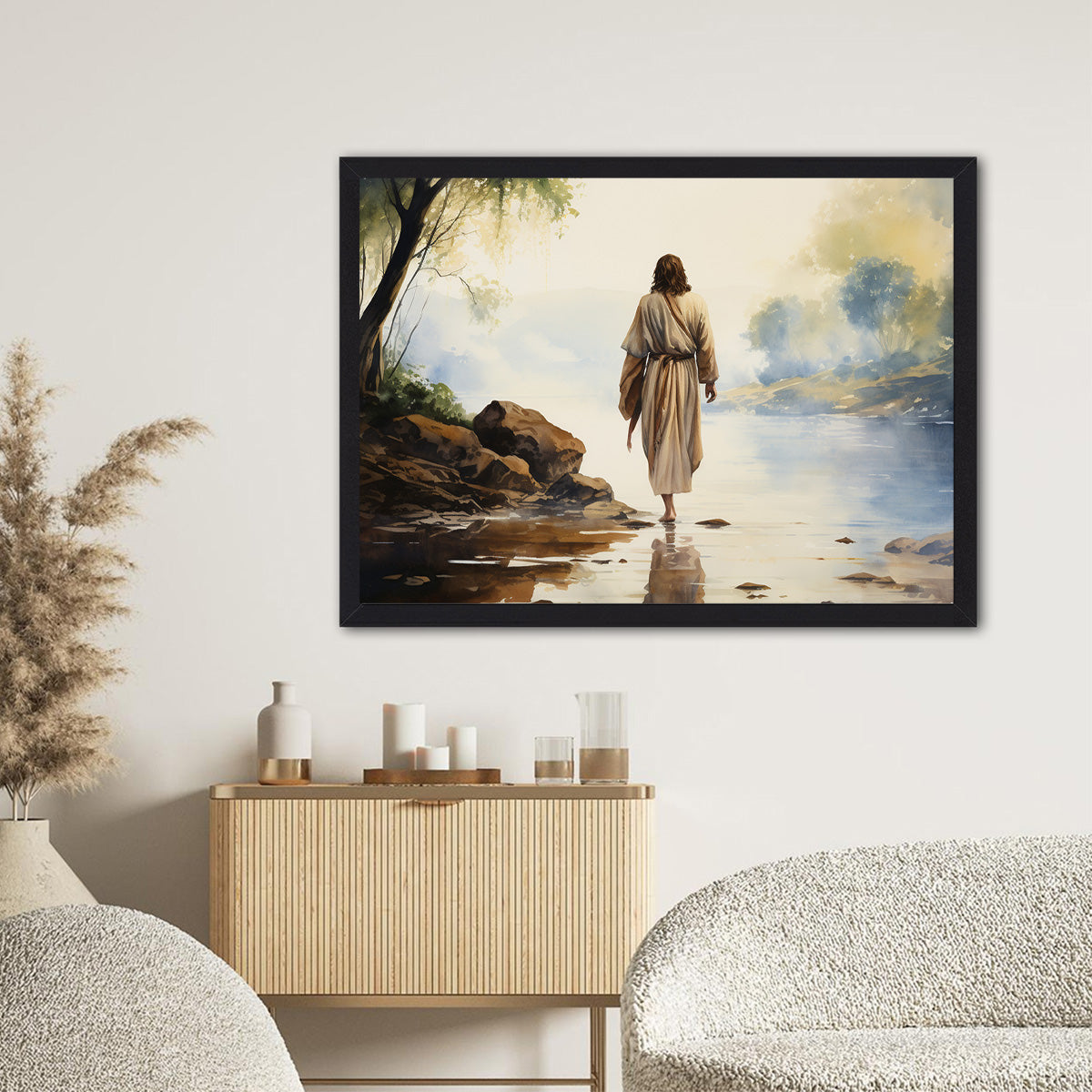 Jesus Walking by Still Waters - HD Metal Wall Art