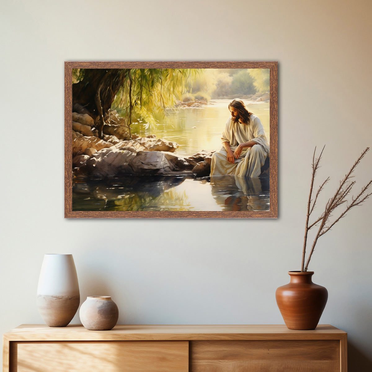 Jesus in the River of Grace - HD Metal Wall Art