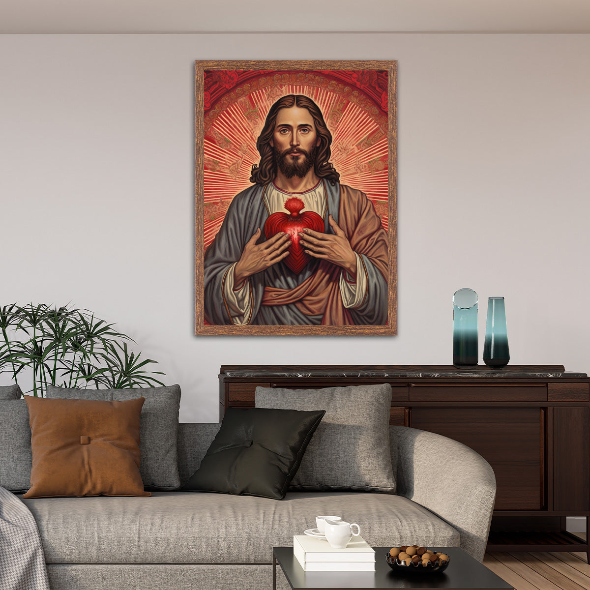 Sacred Serenity: Jesus' Sacred Heart HD Metal Wall Art