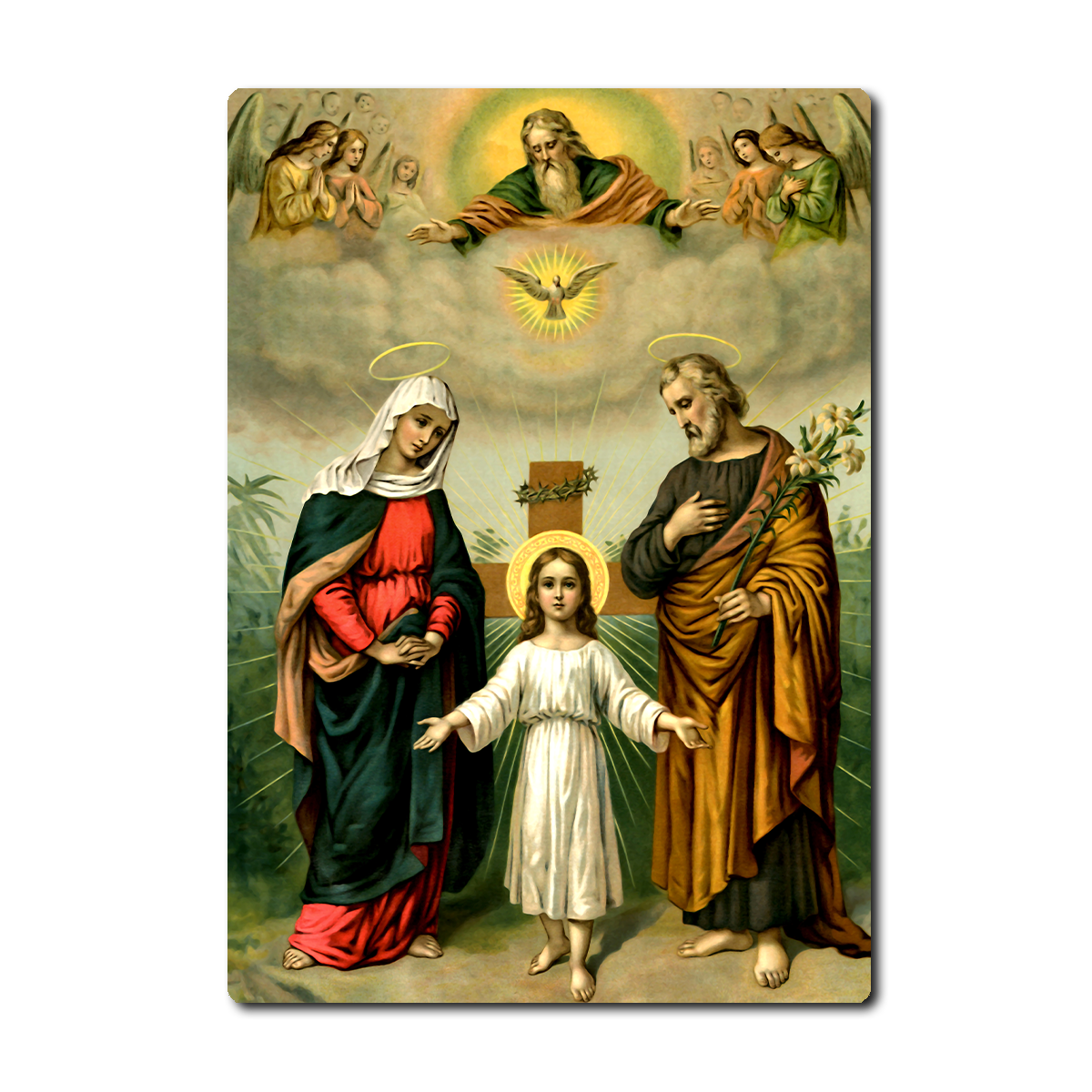 Holy Trinity with the Holy Family - Metal Wall Art